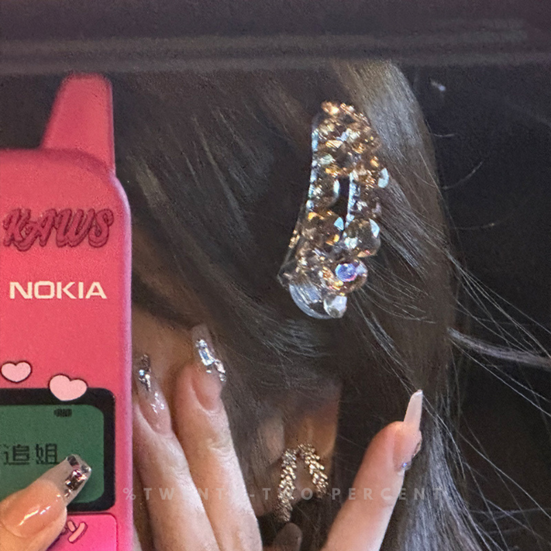 Silver Sparkling Rhinestone Shiny Side Hair Clip