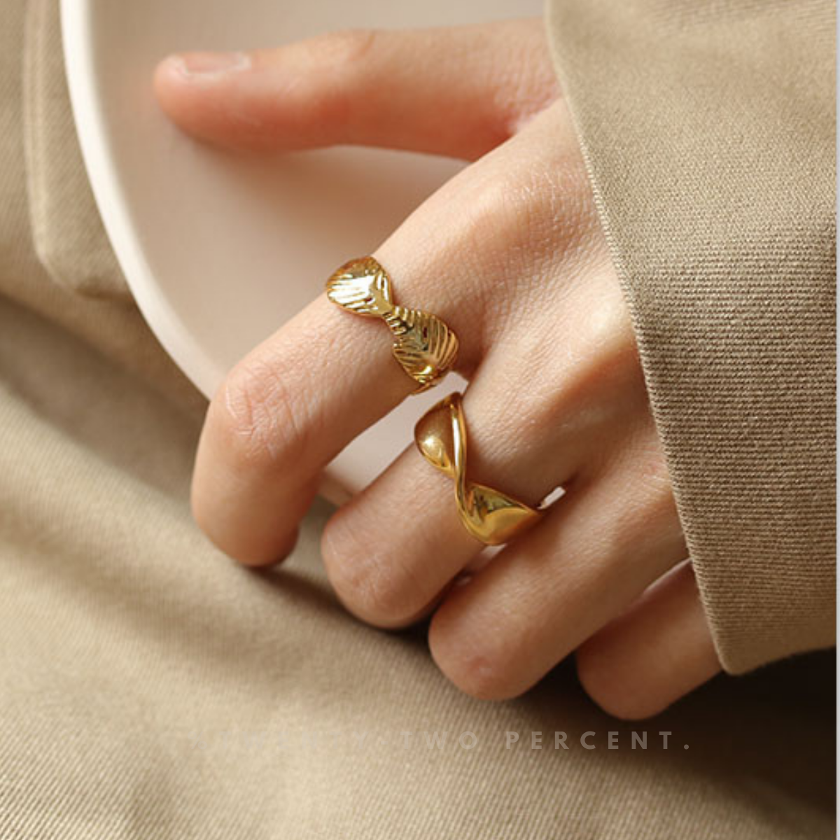Twisted Minimalist Design Plated 18K Gold Ring