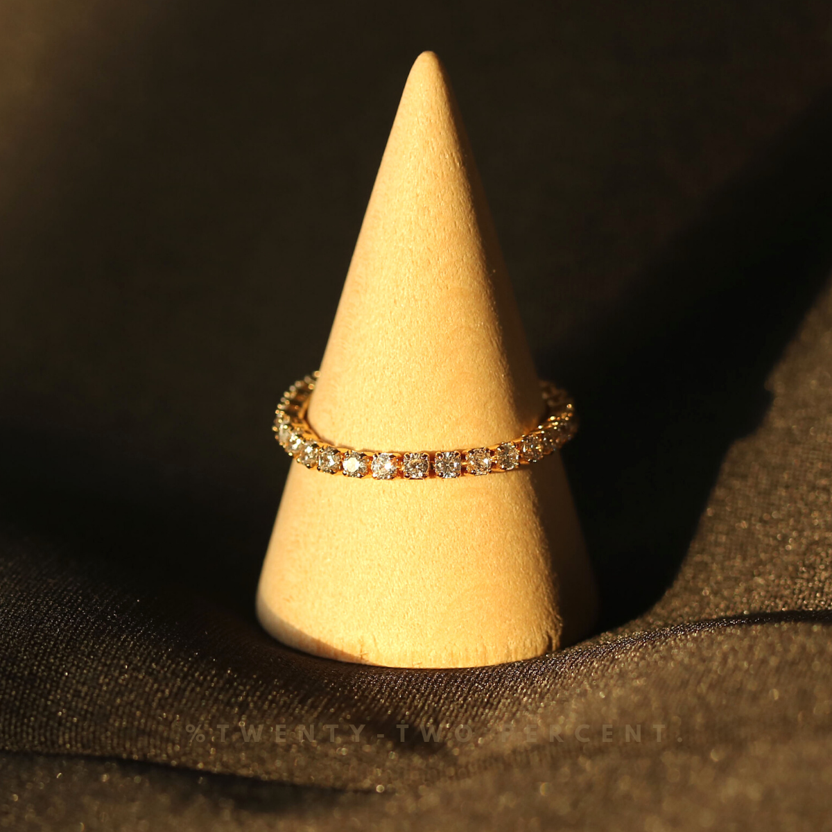 Zircon Stone Chain Plated 18k Gold Ring
