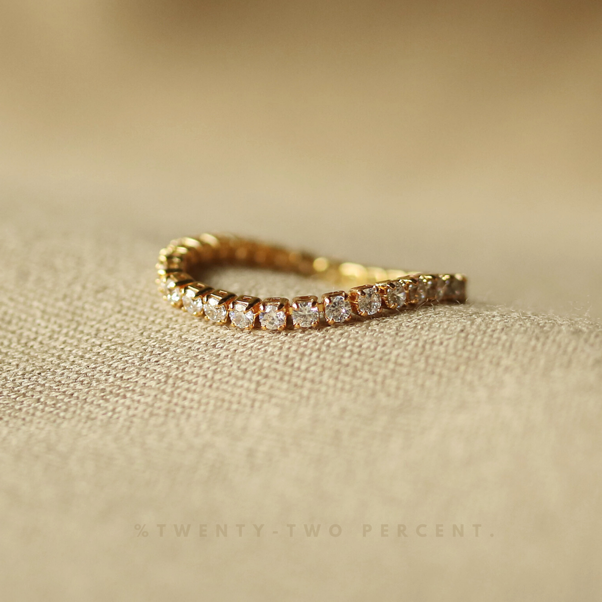 Zircon Stone Chain Plated 18k Gold Ring