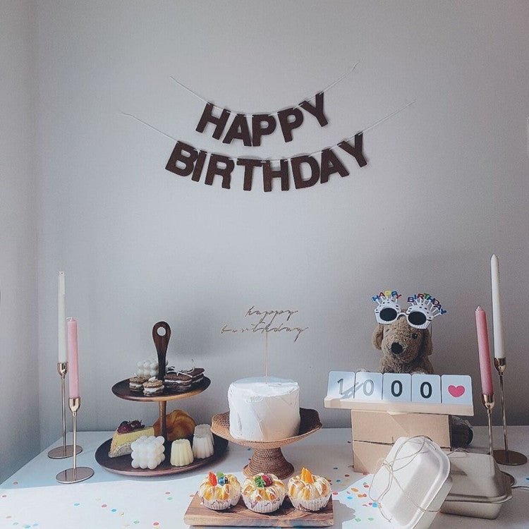 Coffee-colored Birthday Party Alphabet Flags