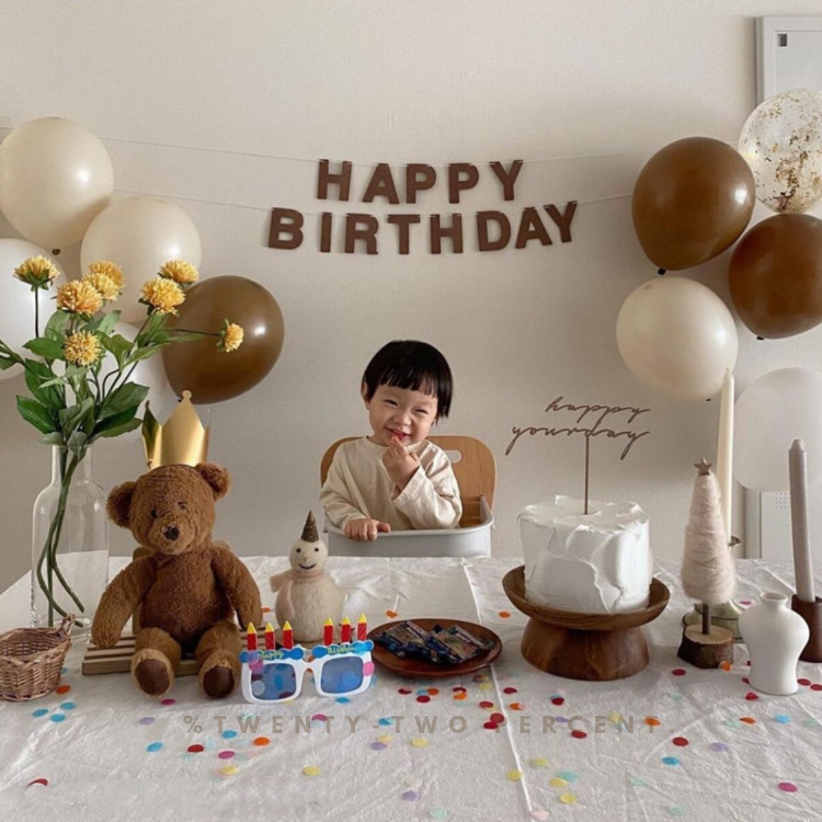 Coffee-colored Birthday Party Alphabet Flags