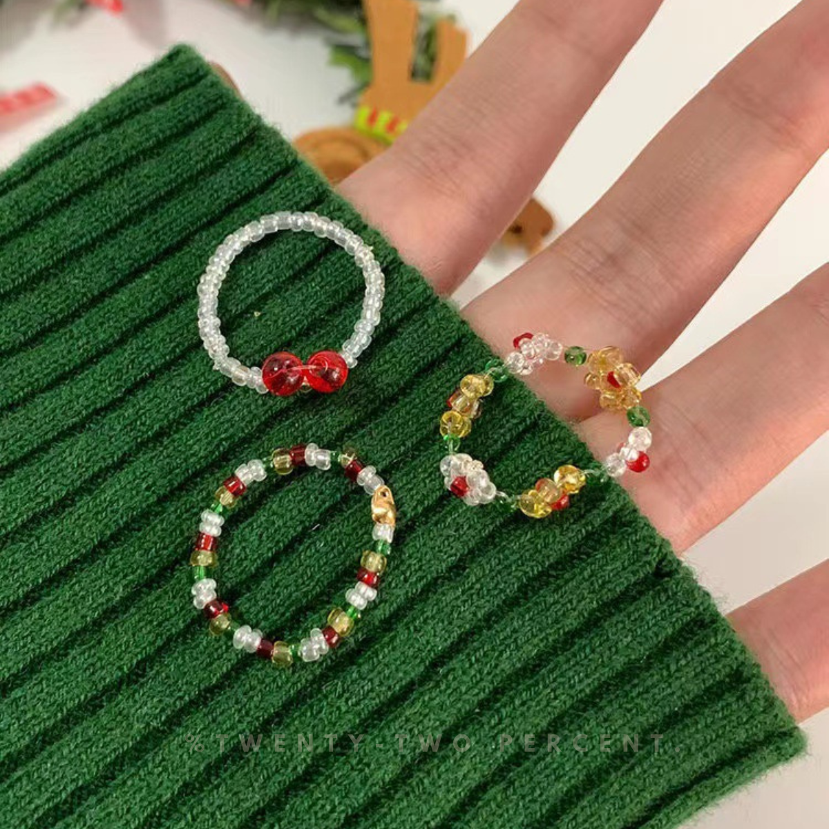 Christmas Colorful Cute Beaded Ring