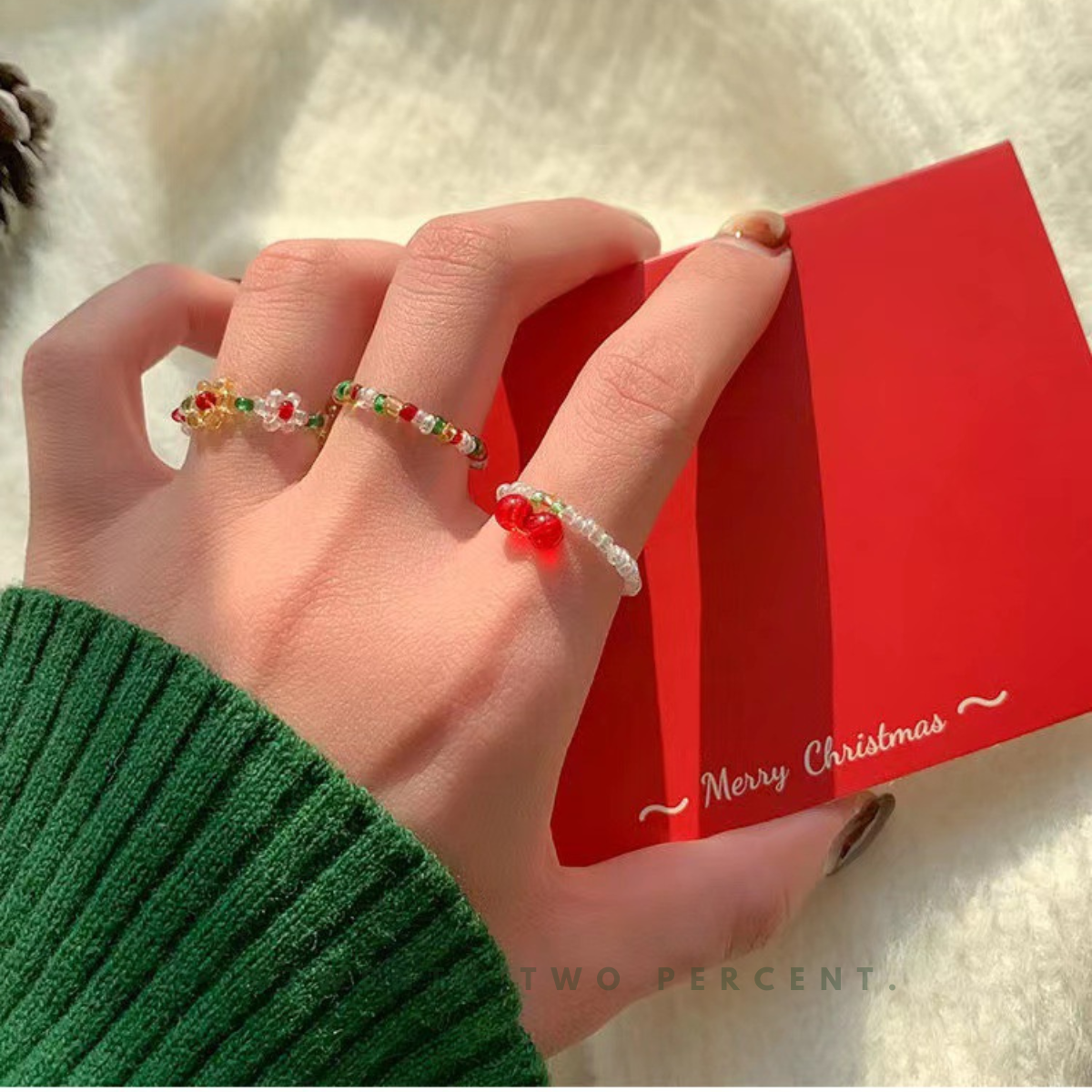 Christmas Colorful Cute Beaded Ring