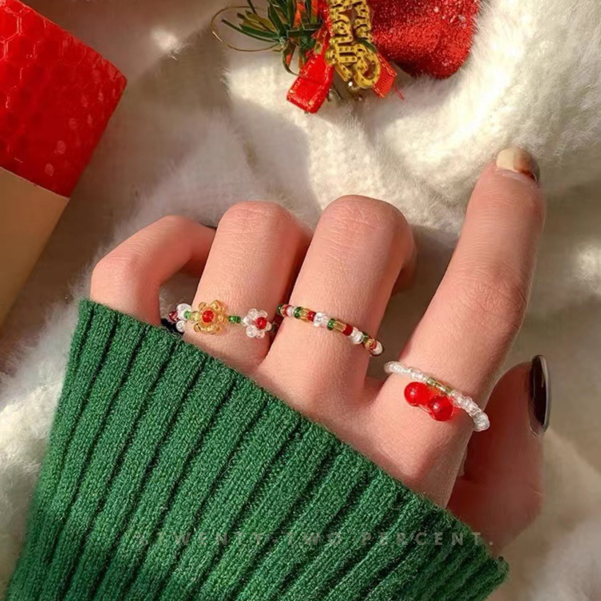 Christmas Colorful Cute Beaded Ring