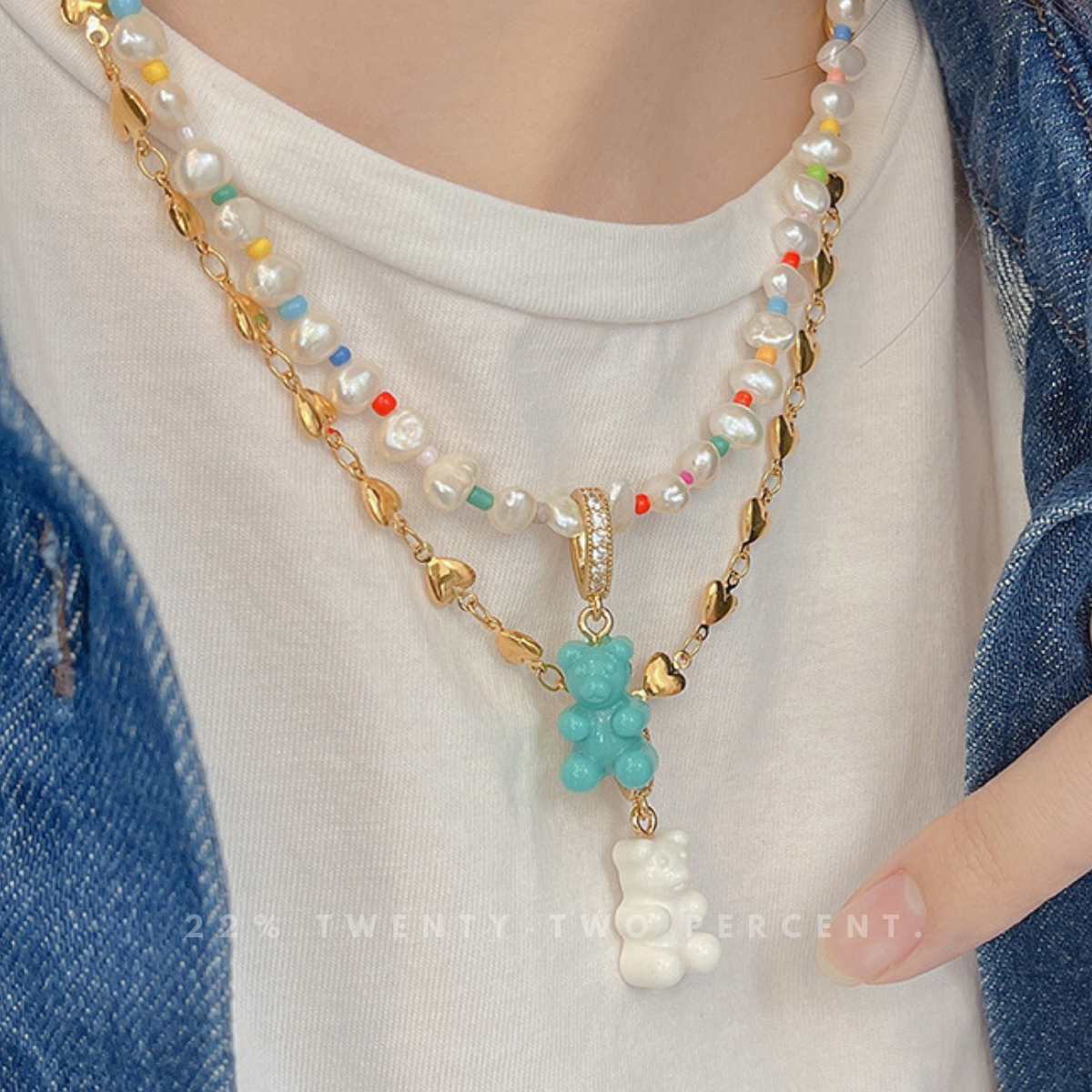 Rainbow Gummy Teddy Bear Versatile Necklace