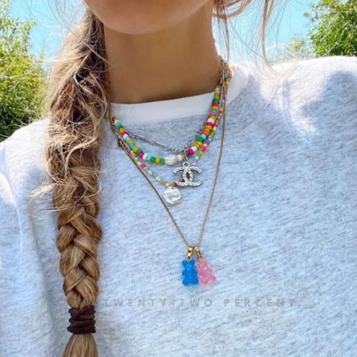 Rainbow Gummy Teddy Bear Versatile Necklace
