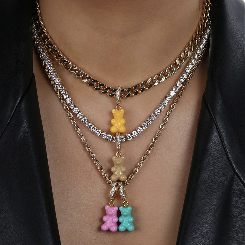Rainbow Gummy Teddy Bear Versatile Necklace