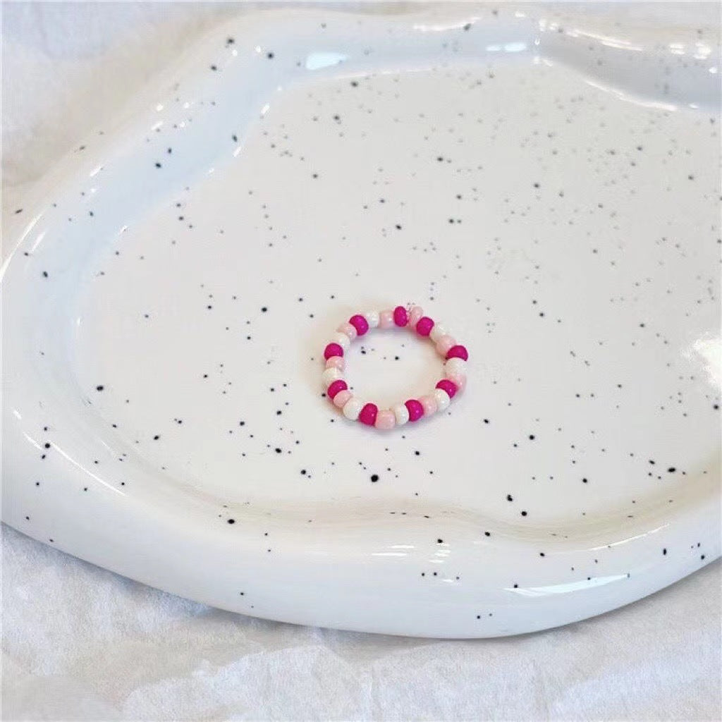 Pink Floral Handmade Daisy Beaded Ring
