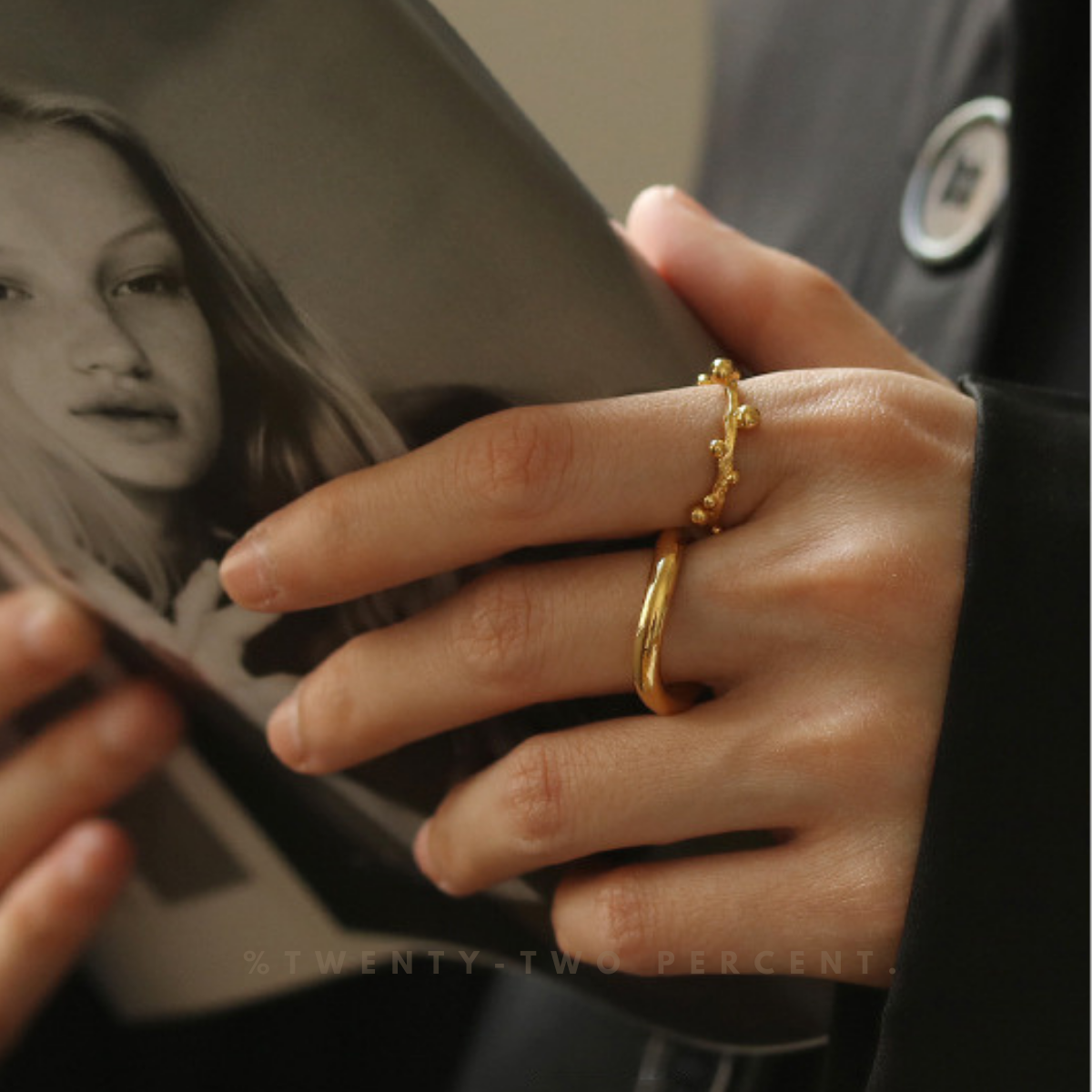 Wave-Shaped Minimalist Plated 18K Gold Ring