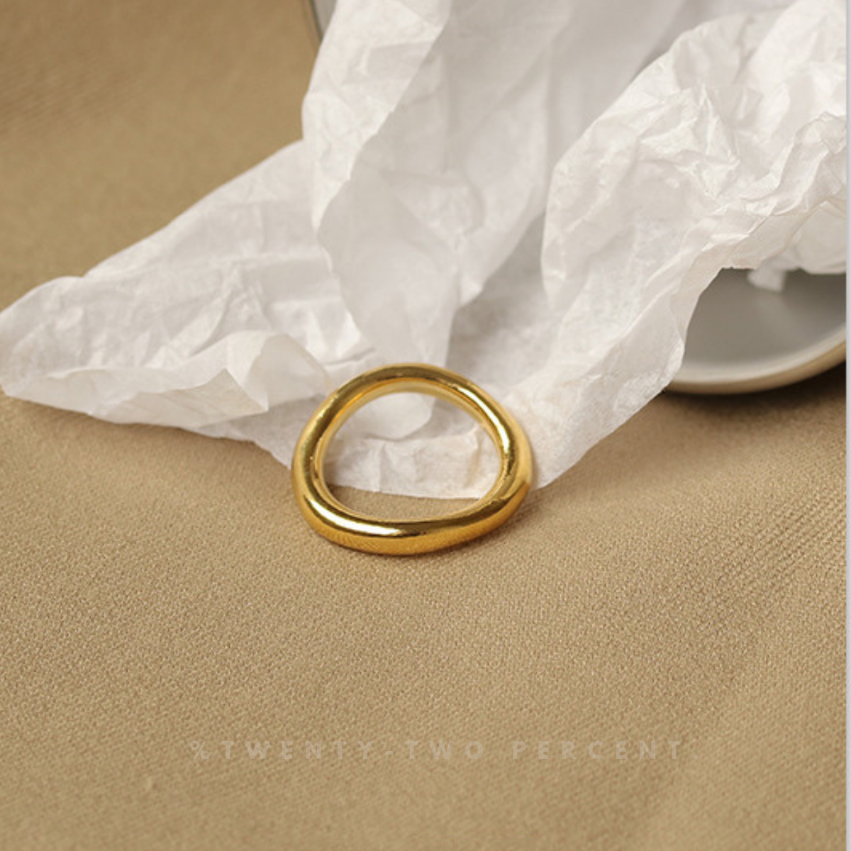Wave-Shaped Minimalist Plated 18K Gold Ring