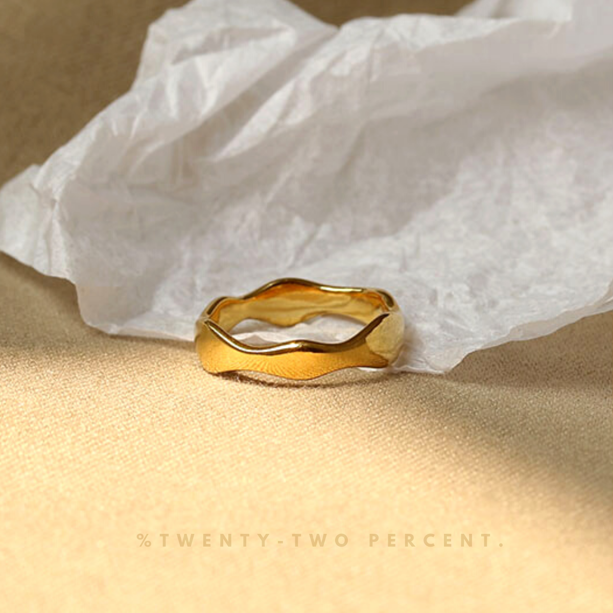 Wave-shaped Irregular Gold-plated Ring