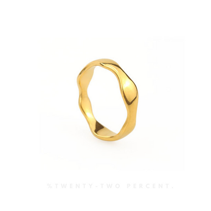 Wave-shaped Irregular Gold-plated Ring