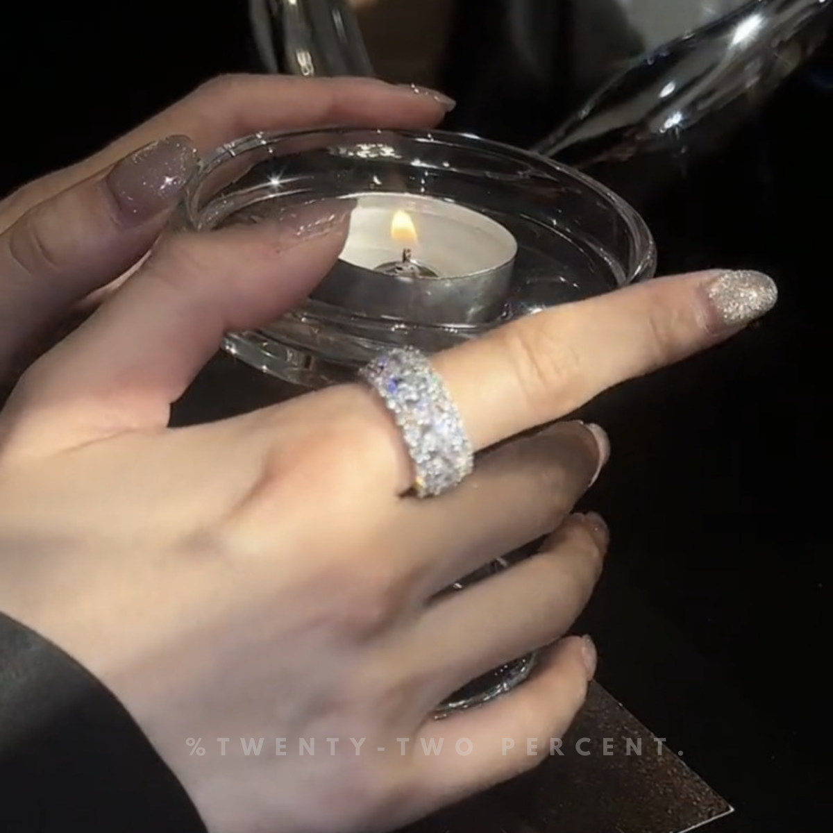Sparkling Zircon Love Heart Open Ring