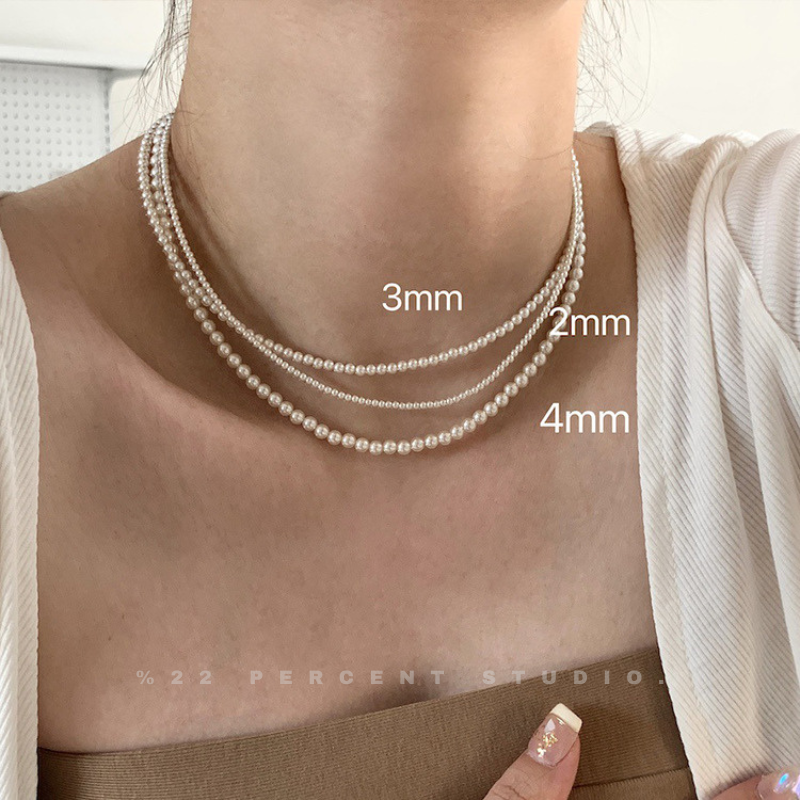 Women's High-End White Pearl Necklace(2mm/3mm/4mm)