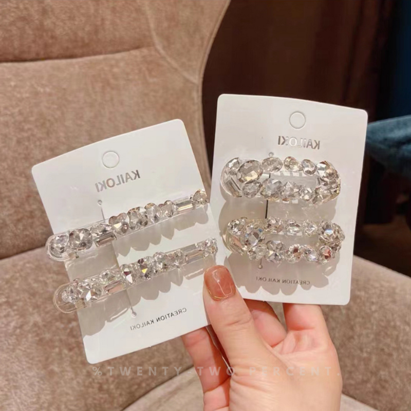 Silver Sparkling Rhinestone Shiny Side Hair Clip