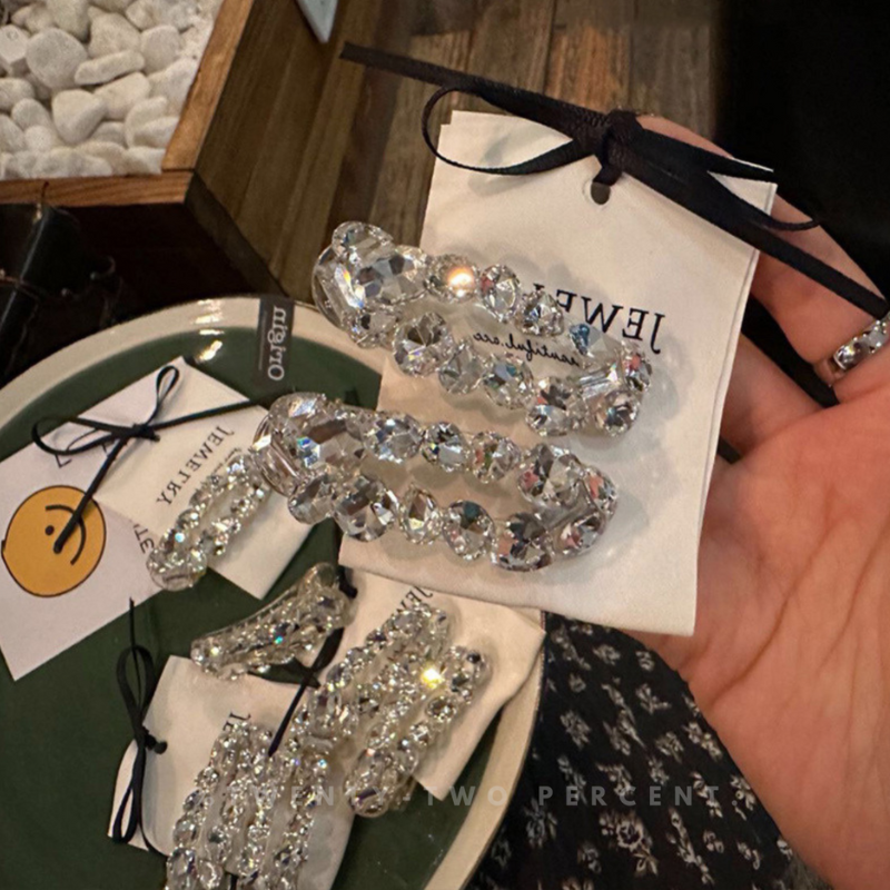 Silver Sparkling Rhinestone Shiny Side Hair Clip