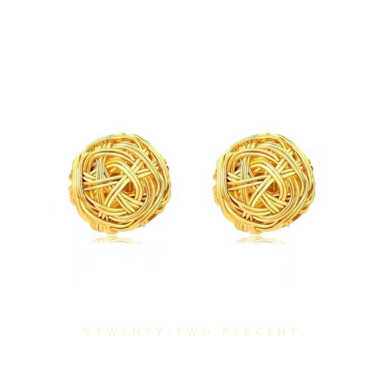 Vintage Retro Gold Metal Twisted Ball Earrings