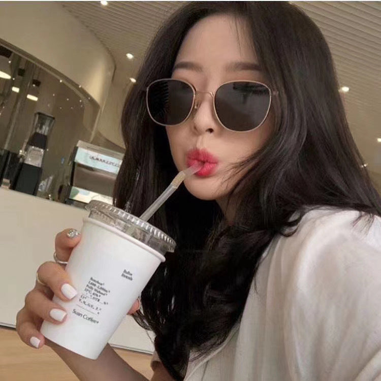 Korean Ricky Metal Large Frame Round  Round Sunglasses