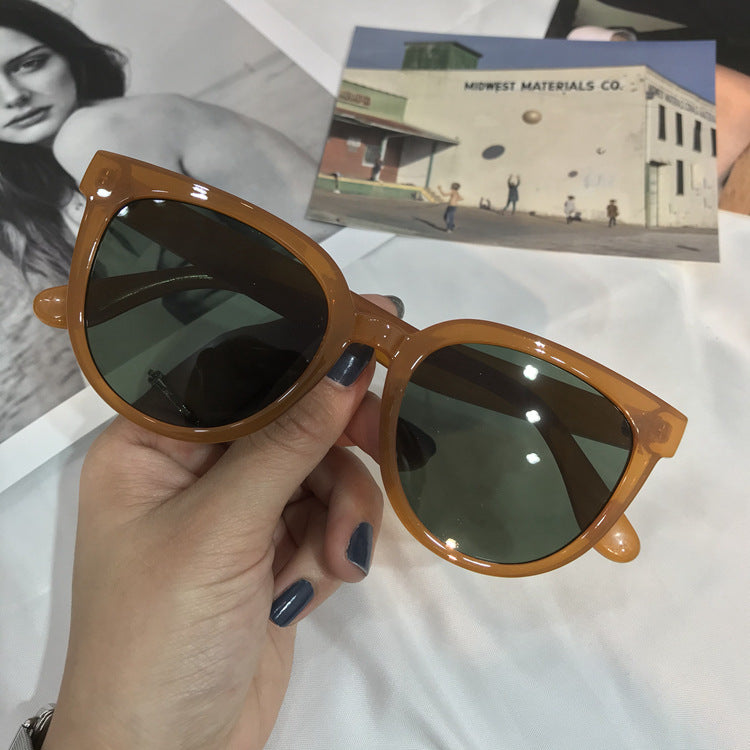Korean Round Sunglasses Milk Tea Jelly Color  Sunglasses
