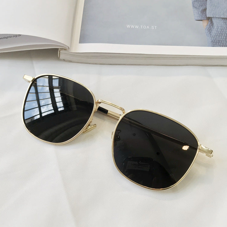 Korean Ricky Metal Large Frame Round  Round Sunglasses