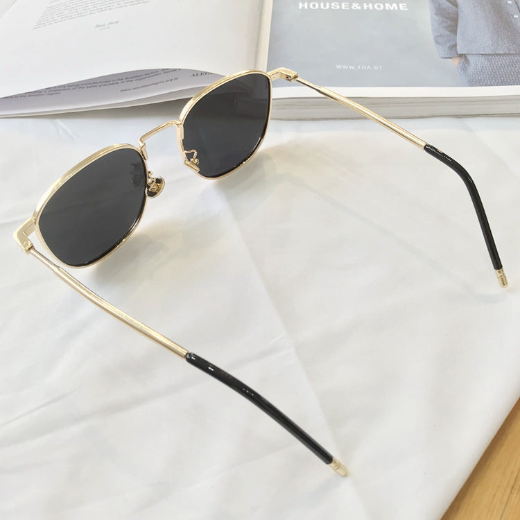 Korean Ricky Metal Large Frame Round  Round Sunglasses