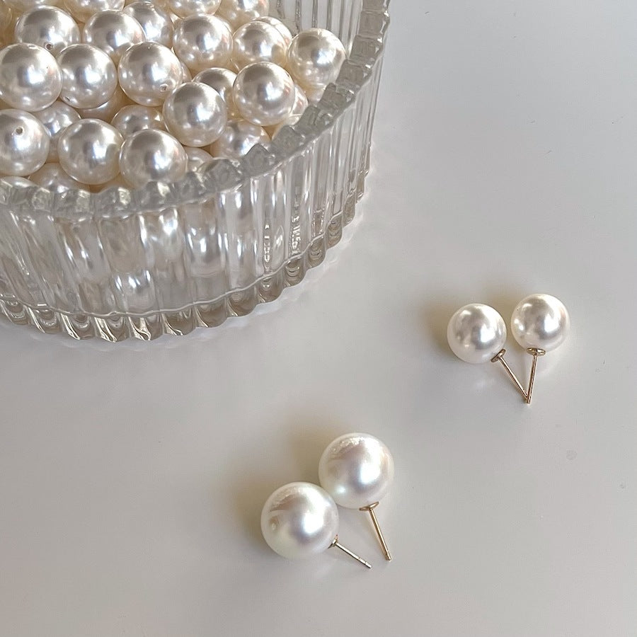 Signature Freshwater Round White Pearl Earrings(10mm/12mm/14mm)