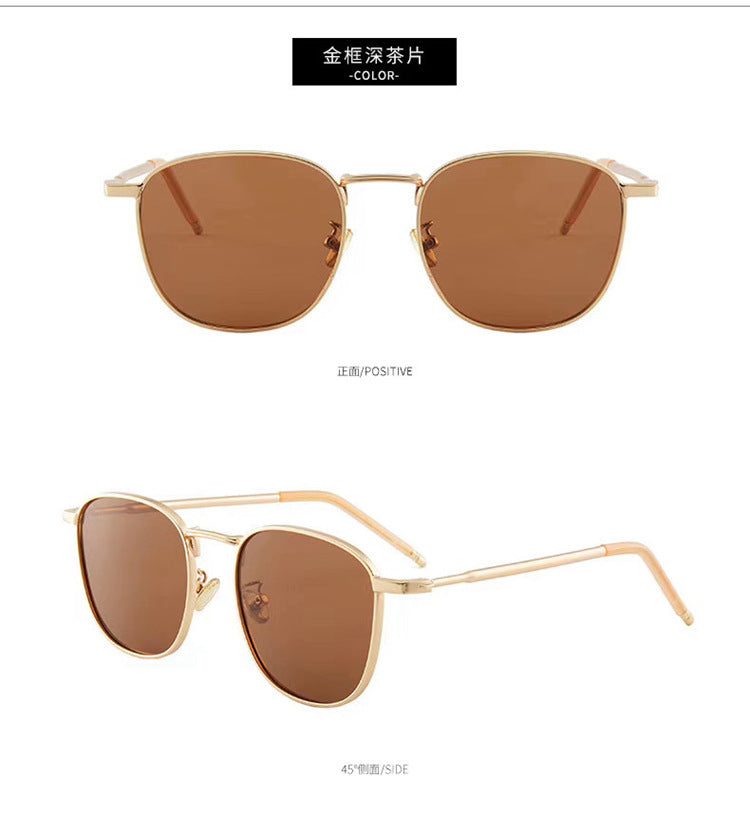 Korean Ricky Metal Large Frame Round  Round Sunglasses