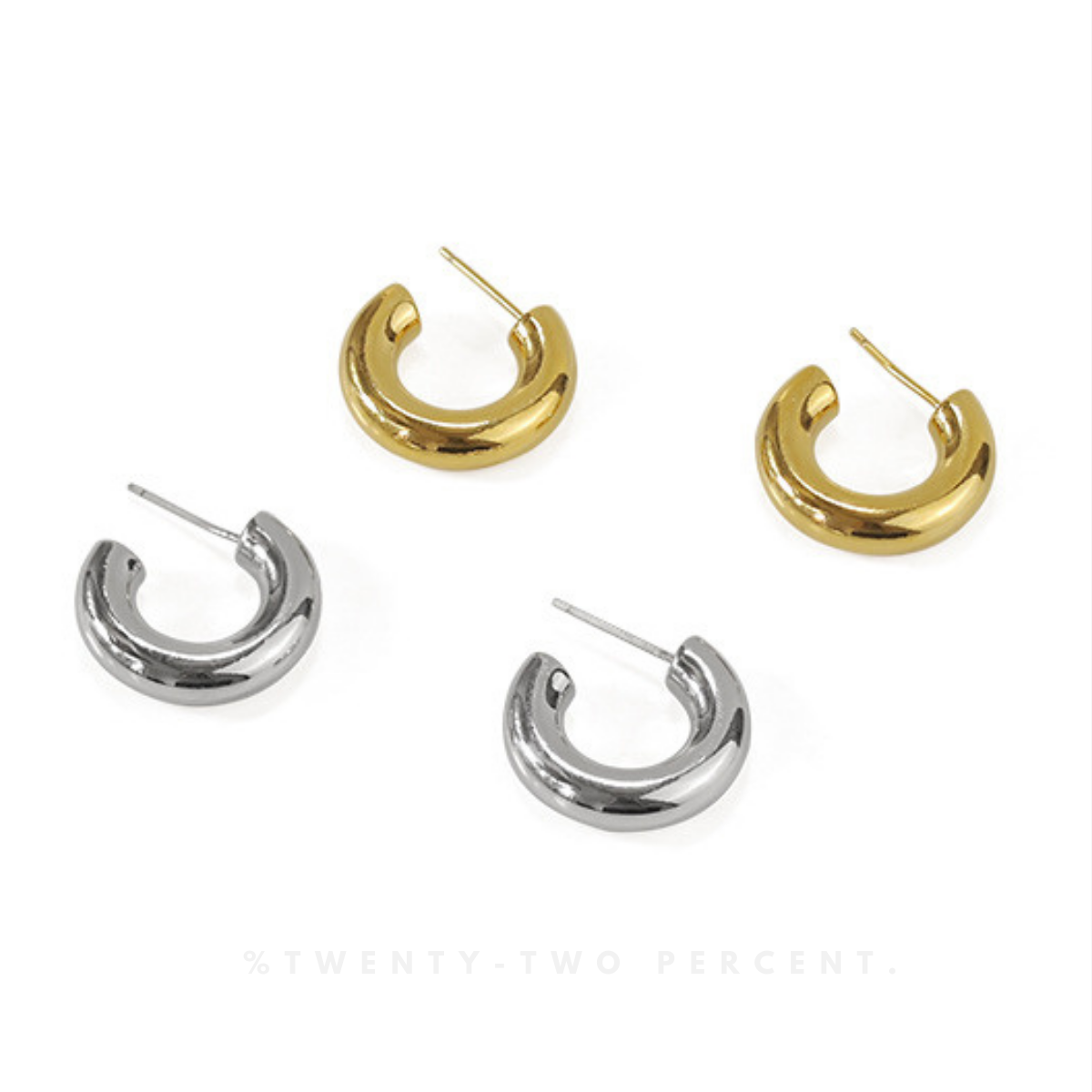 Minimalist C-shaped Earrings Silver/Gold