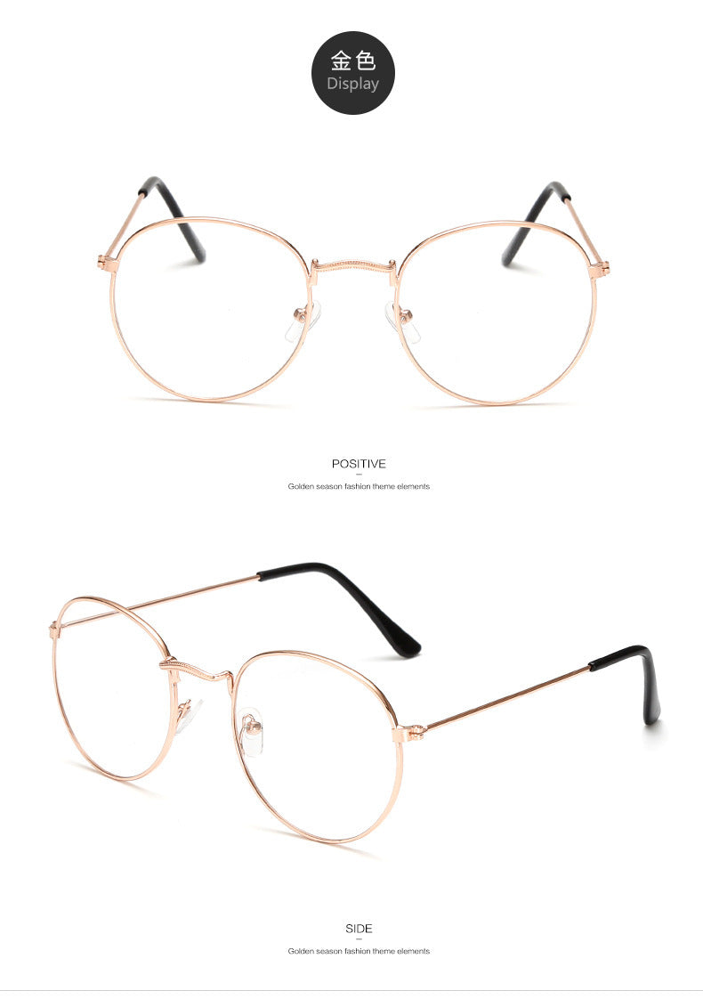 Round Frame Basic Metal Black Eyeglasses