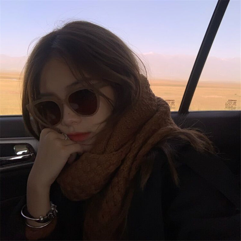 Korean Round Sunglasses Milk Tea Jelly Color  Sunglasses