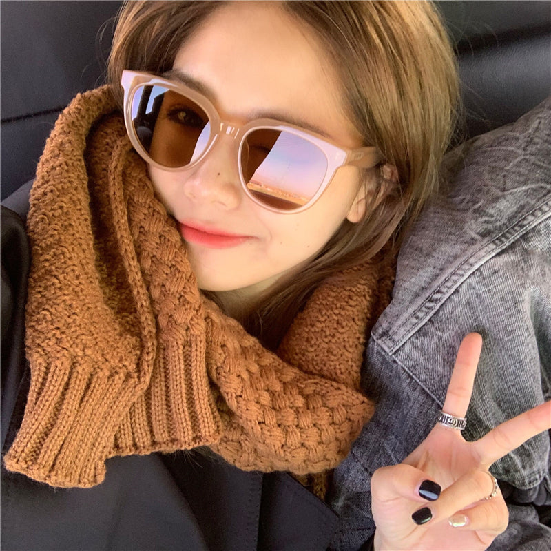 Korean Round Sunglasses Milk Tea Jelly Color  Sunglasses