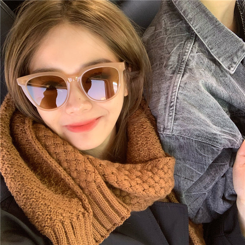 Korean Round Sunglasses Milk Tea Jelly Color  Sunglasses
