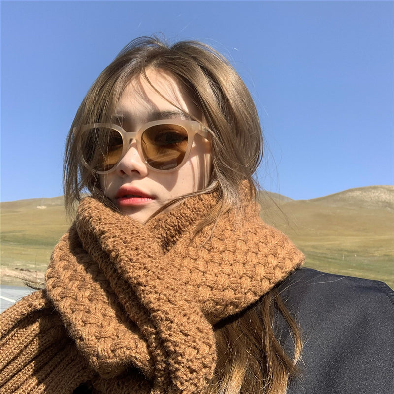 Korean Round Sunglasses Milk Tea Jelly Color  Sunglasses