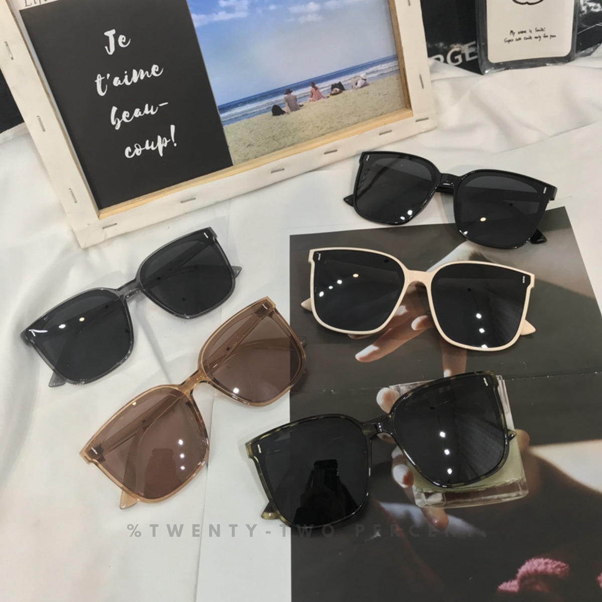 Korean Oversized Black Square Frame Sunglasses