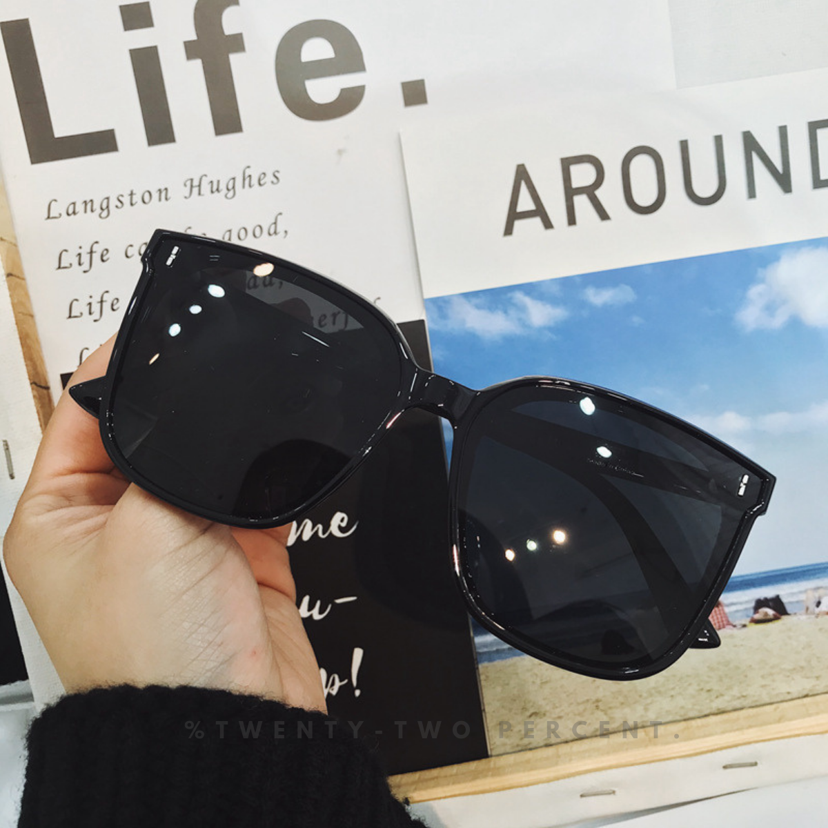 Korean Oversized Black Square Frame Sunglasses