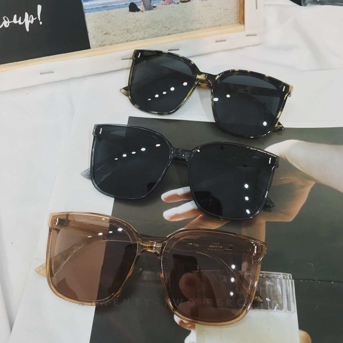 Korean Oversized Black Square Frame Sunglasses