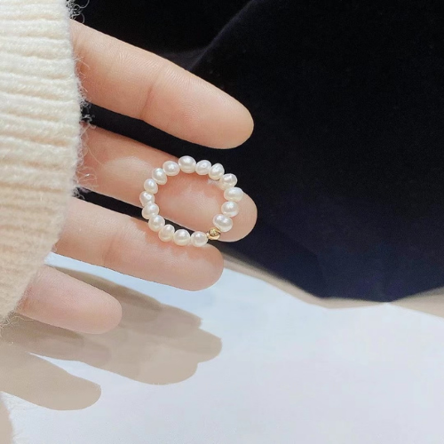 Natural Baroque White Pearl Ring Mini