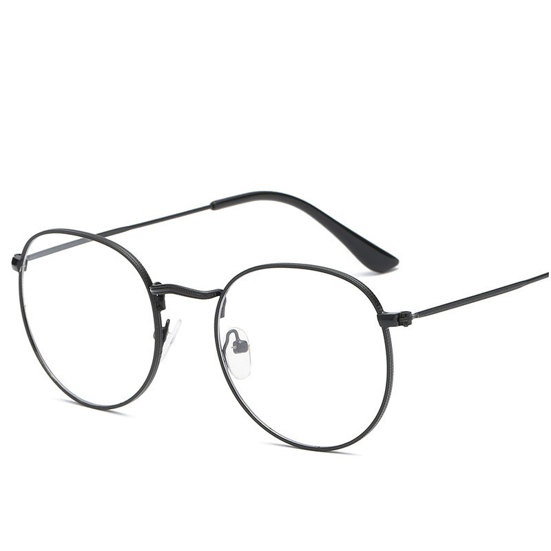 Round Frame Basic Metal Black Eyeglasses