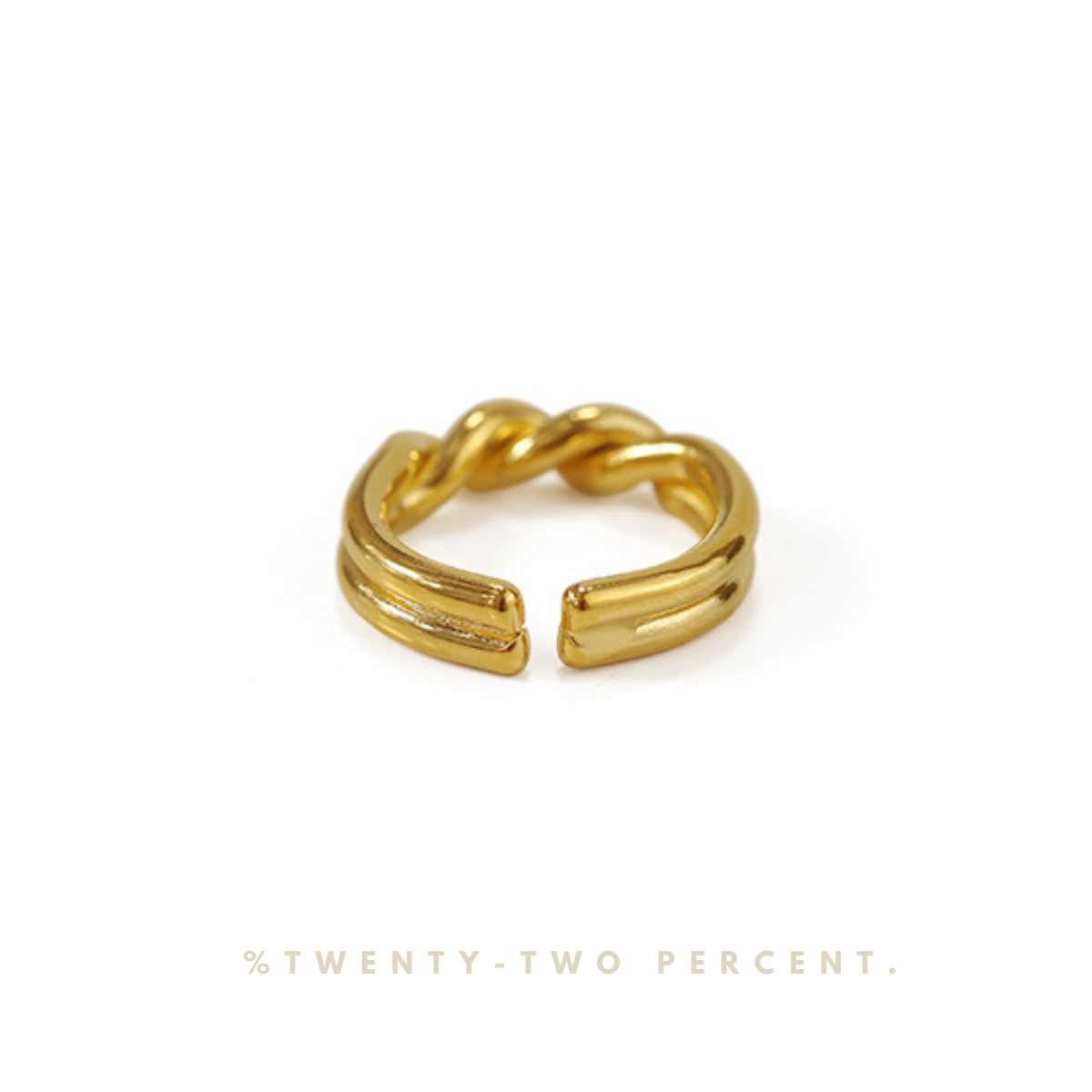 French Minimalist Twisted Design Open Gold Ring