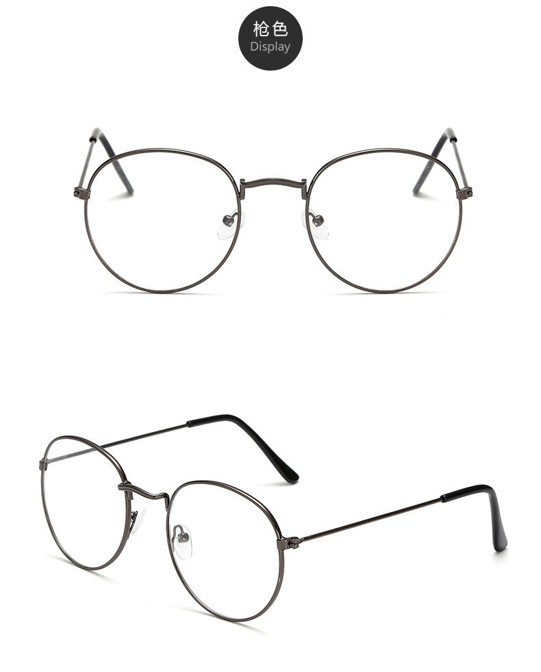Round Frame Basic Metal Black Eyeglasses