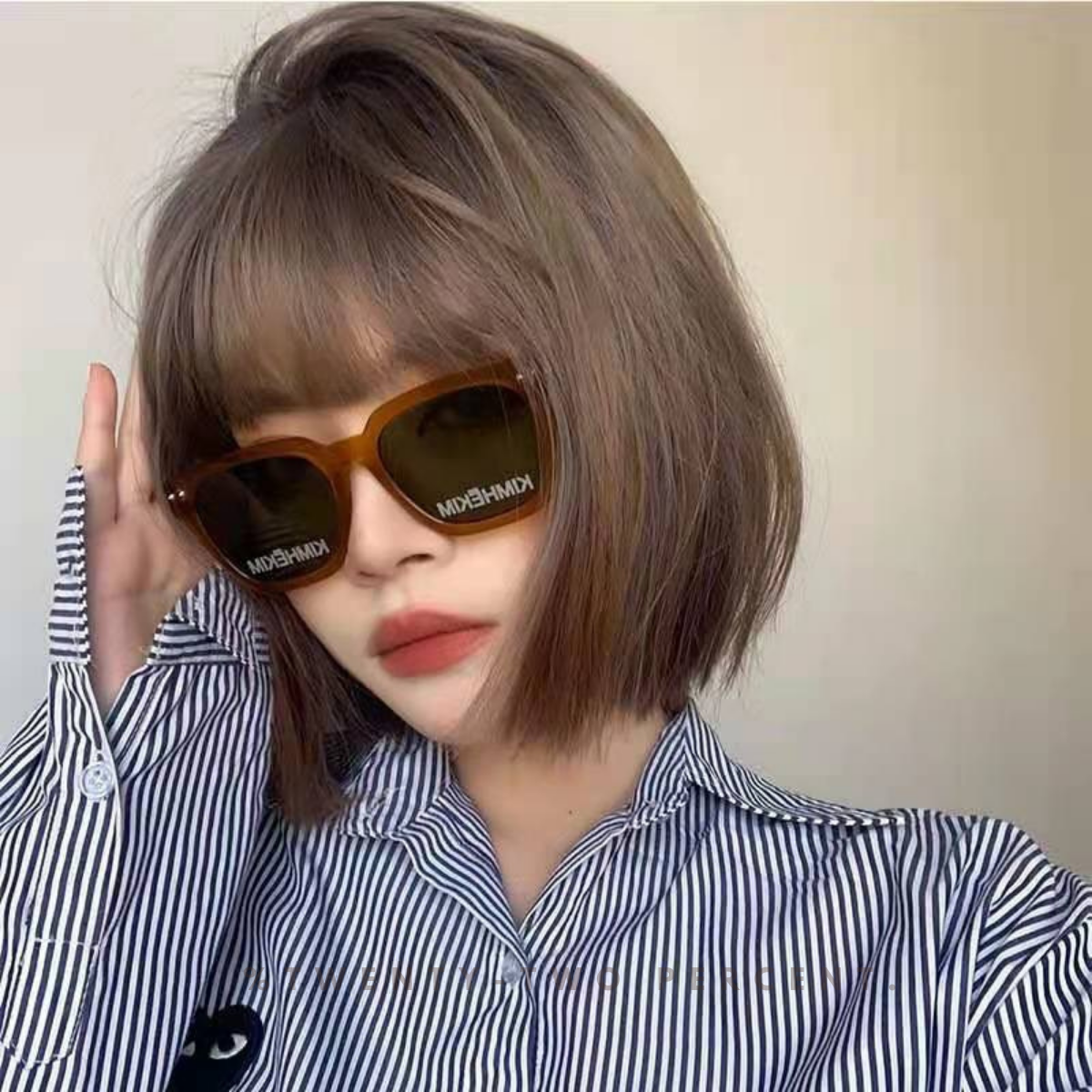 KIMHEKIM Vintage Pumpkin Polarized Letter Sunglasses