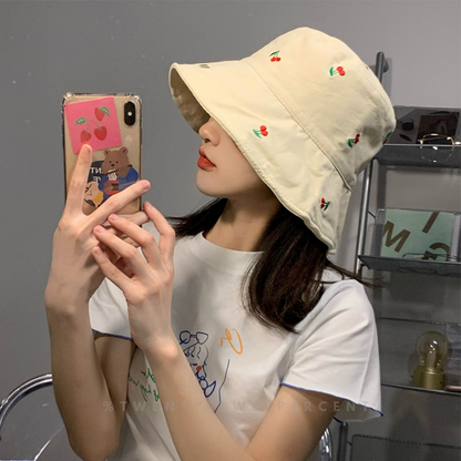 Cute Cherry Print Sun Protection Bucket Hat – TWENTY TWO PERCENT