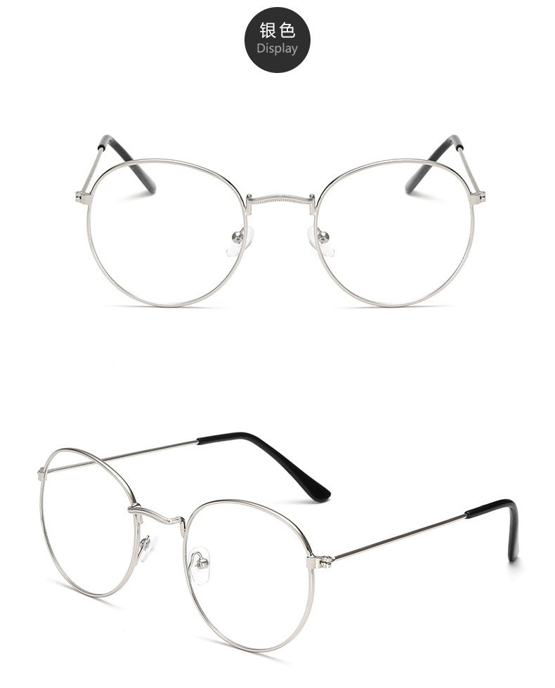 Round Frame Basic Metal Black Eyeglasses