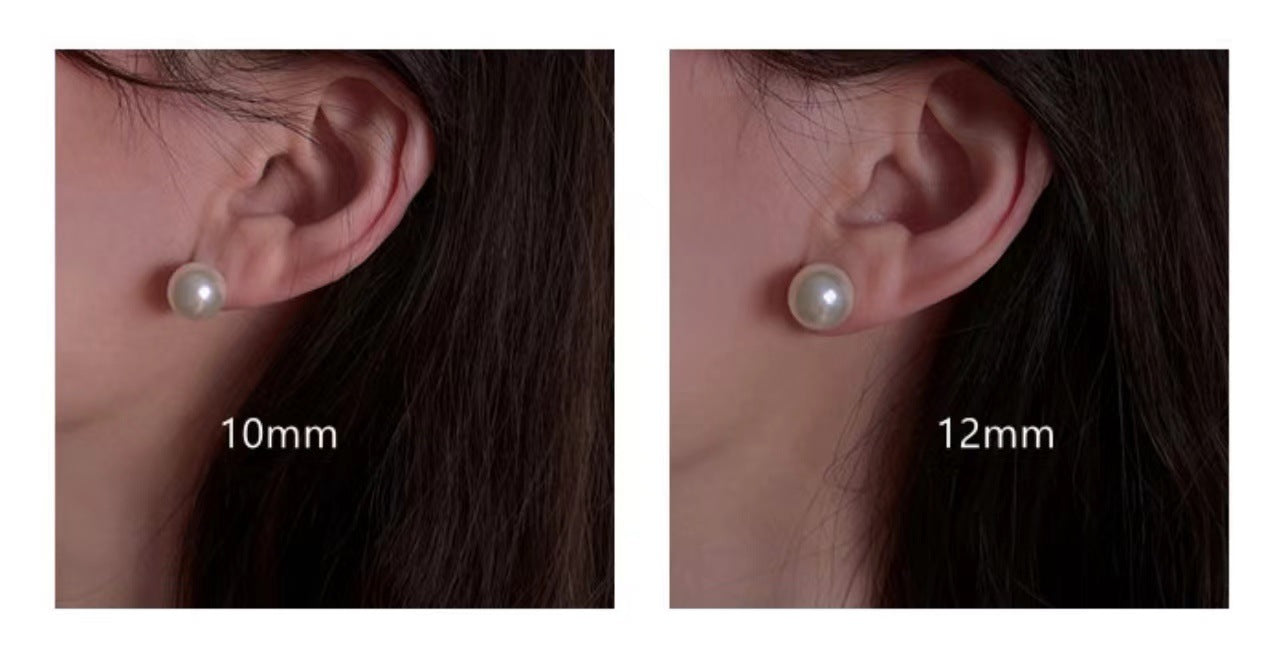 Signature Freshwater Round White Pearl Earrings(10mm/12mm/14mm)