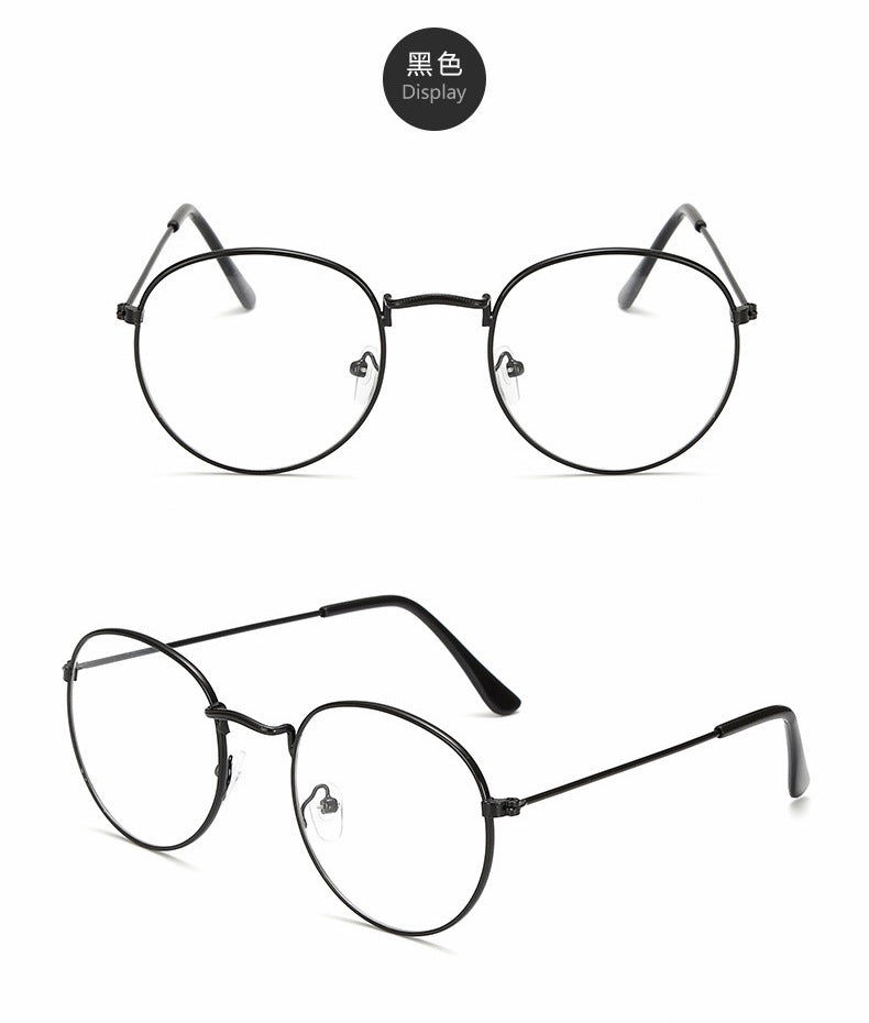 Round Frame Basic Metal Black Eyeglasses