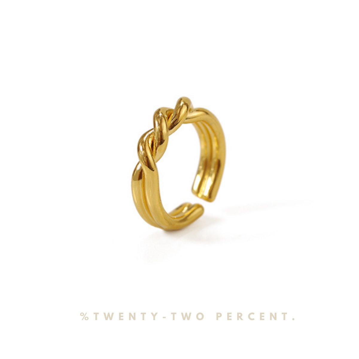 French Minimalist Twisted Design Open Gold Ring
