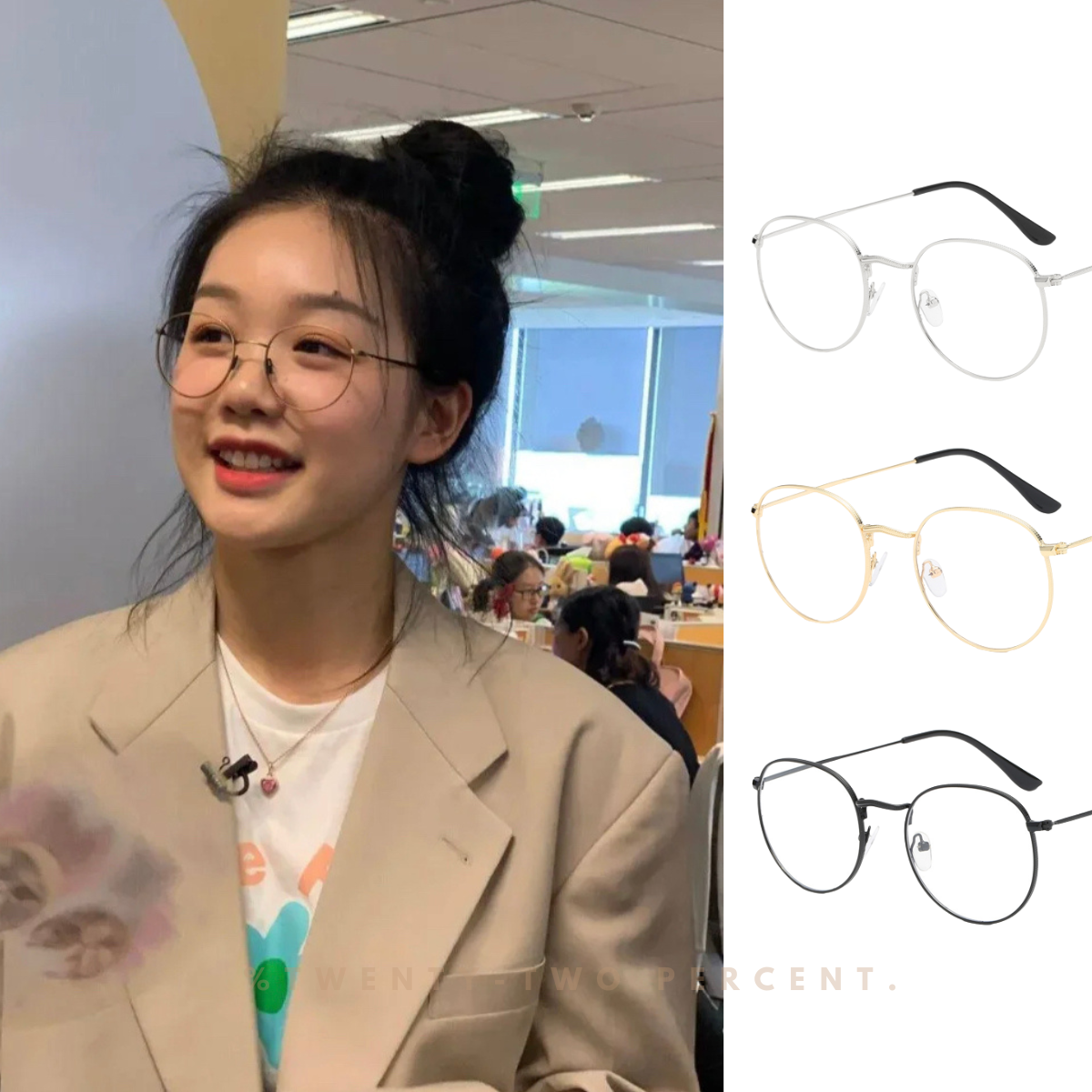 Round Frame Basic Metal Black Eyeglasses