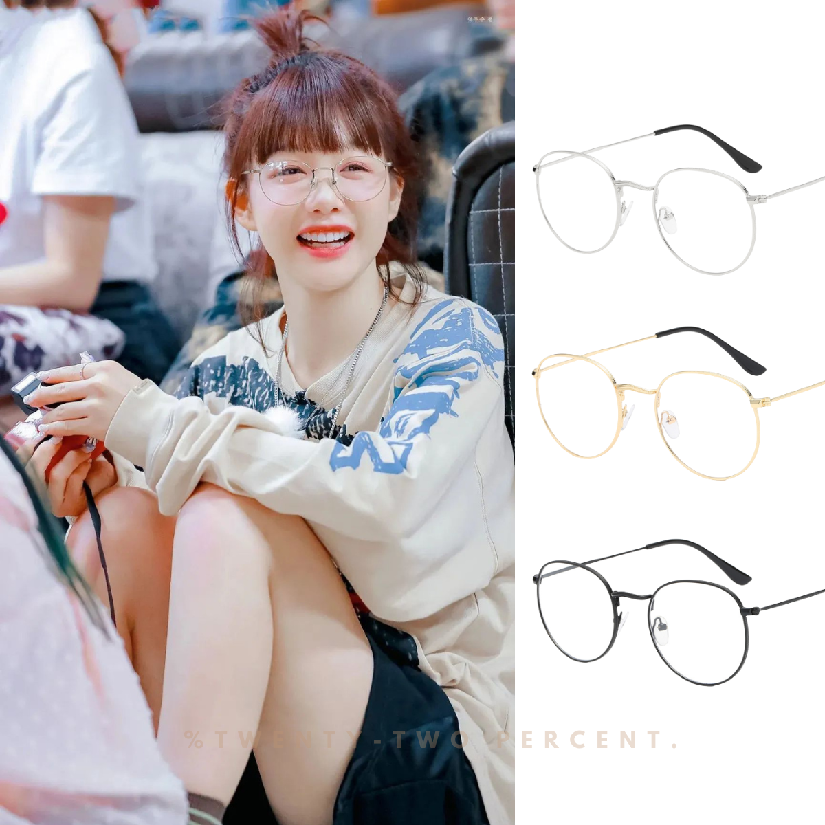 Round Frame Basic Metal Black Eyeglasses