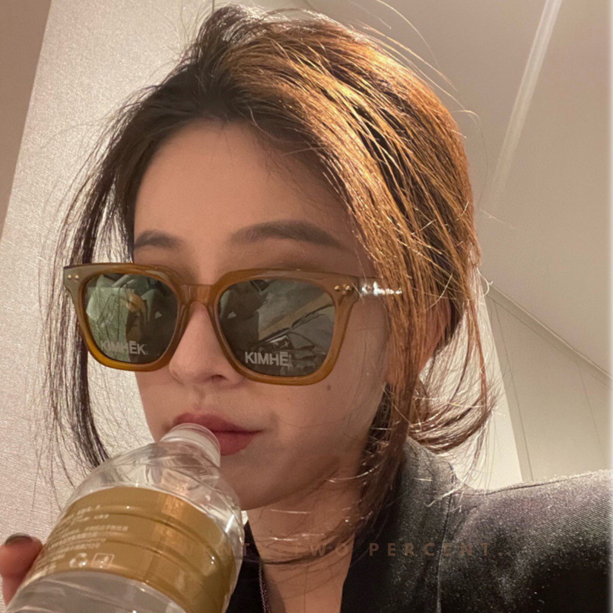 KIMHEKIM Vintage Pumpkin Polarized Letter Sunglasses